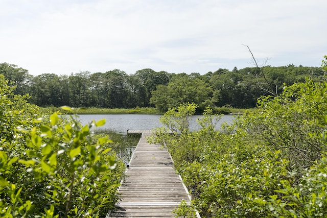 19 Fox Ln, Bremen, ME 04551 - dock area featuring a water view and a forest view