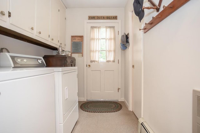 3 Fenderson Hill N, Wilton, ME 04294 - laundry area featuring cabinet space, independent washer and dryer, and baseboard heating