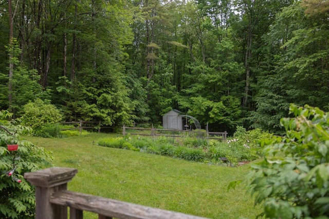 3 Fenderson Hill N, Wilton, ME 04294 - view of yard with a storage unit and a view of trees