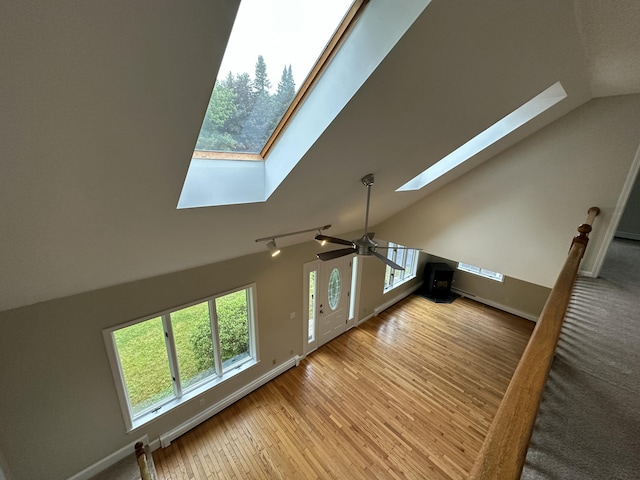 53 Pennacook Cir, Wells, ME 04090 - detailed view of a skylight, wood finished floors, and a ceiling fan