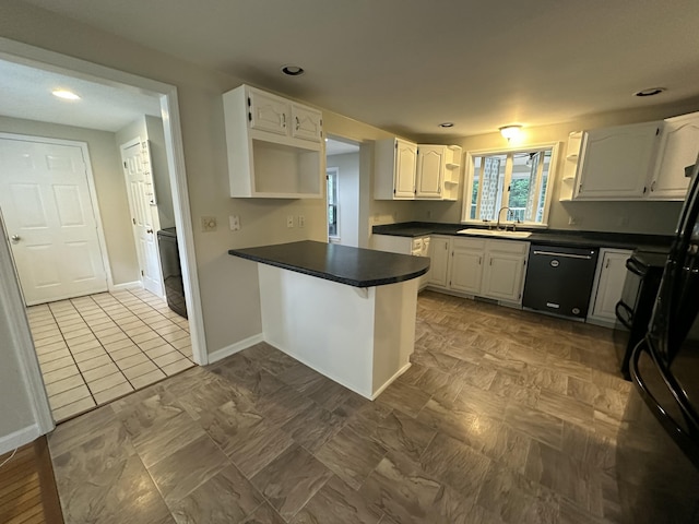 53 Pennacook Cir, Wells, ME 04090 - kitchen with black dishwasher, open shelves, dark countertops, and recessed lighting