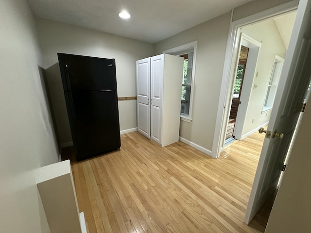 53 Pennacook Cir, Wells, ME 04090 - kitchen featuring freestanding refrigerator, light wood-type flooring, and recessed lighting