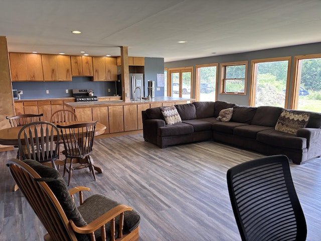 440 Temple Rd, Wilton, ME 04294 - living area with wood finished floors and recessed lighting