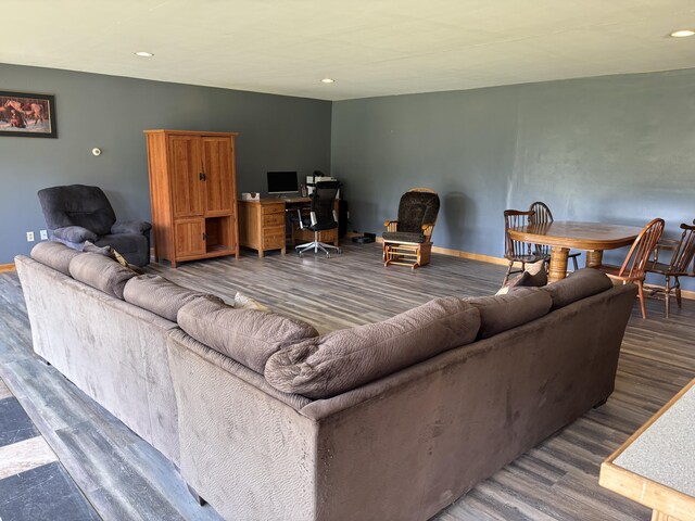 440 Temple Rd, Wilton, ME 04294 - living area with wood finished floors, recessed lighting, and a desk
