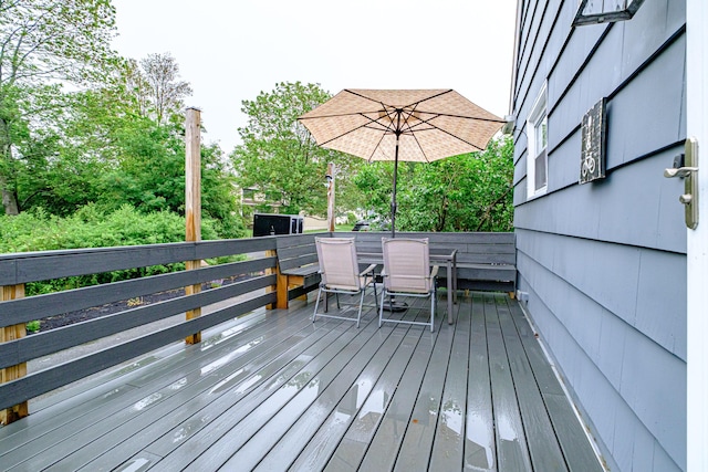 51 Burwell Ave, South Portland, ME 04106 - wooden terrace featuring outdoor dining area