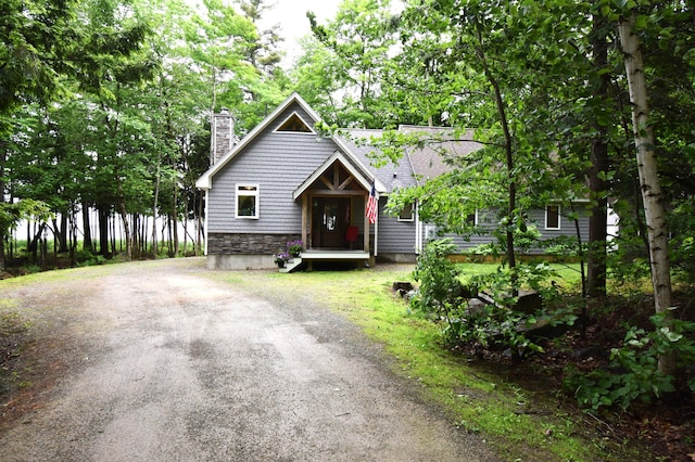 107 Shady Ln, Newport, ME 04953 - view of front of home featuring a chimney and dirt driveway