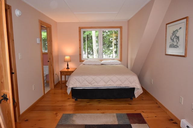 107 Shady Ln, Newport, ME 04953 - bedroom featuring a baseboard heating unit and light wood-type flooring