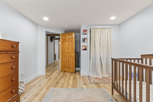 665 Hendricks Hill Rd, Southport, ME 04576 - bedroom featuring light wood-type flooring and recessed lighting