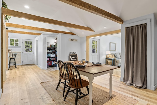 665 Hendricks Hill Rd, Southport, ME 04576 - dining space with light wood finished floors and recessed lighting