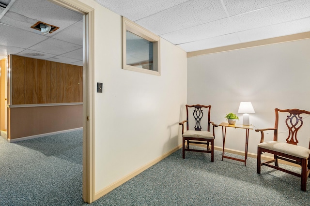 94 Depot St, Waldoboro, ME 04572 - sitting room featuring carpet and a drop ceiling