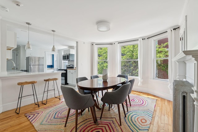 32 State St Unit 5, Portland, ME 04101 - dining area featuring light wood-style flooring and radiator
