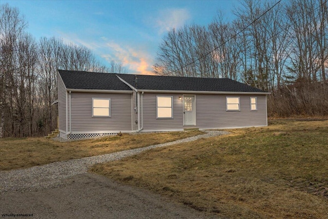 184 Jackson Rd, Waldoboro, ME 04572 - single story home with a yard, a shingled roof, and entry steps