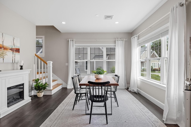 30 Pepperell Way Unit 58, Arundel, ME 04046 - dining room with wood finished floors, stairway, and recessed lighting