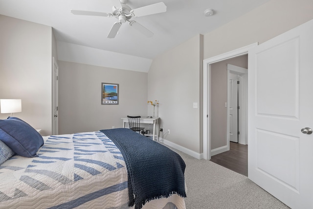 30 Pepperell Way Unit 58, Arundel, ME 04046 - carpeted bedroom featuring ceiling fan and lofted ceiling