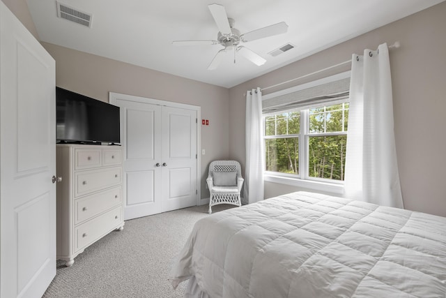 30 Pepperell Way Unit 58, Arundel, ME 04046 - bedroom with light carpet, a closet, and ceiling fan