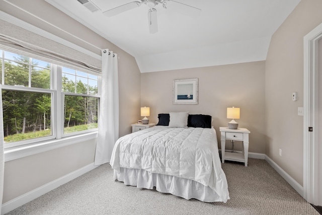 30 Pepperell Way Unit 58, Arundel, ME 04046 - carpeted bedroom with lofted ceiling and ceiling fan
