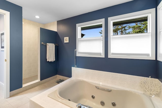 167 Hayden Point Rd, South Thomaston, ME 04858 - bathroom featuring a jetted tub and tile patterned floors