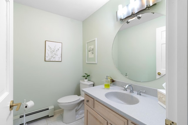 167 Hayden Point Rd, South Thomaston, ME 04858 - half bath with baseboard heating, vanity, and tile patterned floors