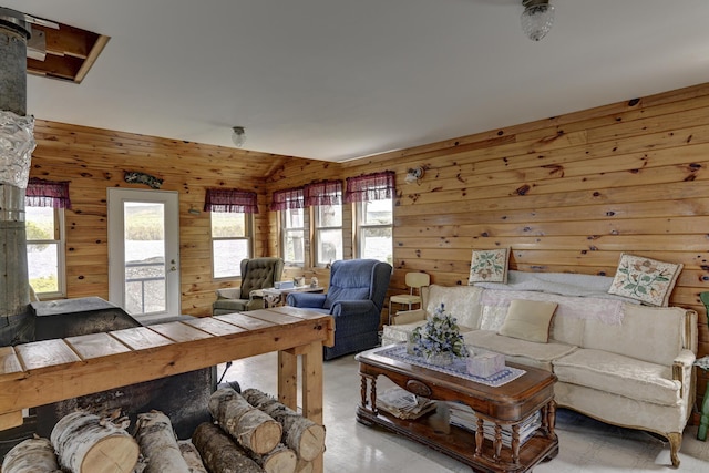M18L1 Troutdale Rd, The Forks Plt, ME 04985 - living area featuring wooden walls and finished concrete floors