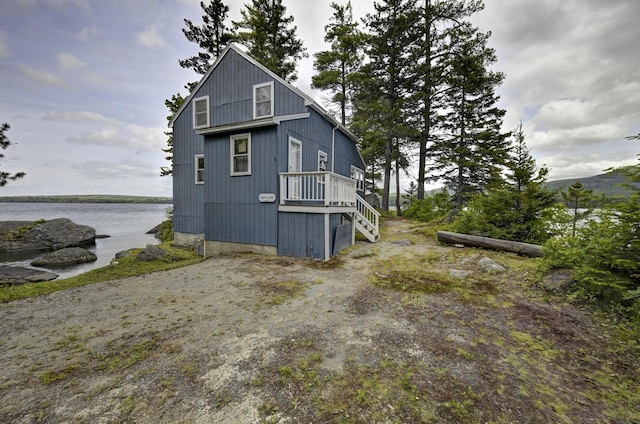 M18L1 Troutdale Rd, The Forks Plt, ME 04985 - view of property exterior featuring a water view and stairway