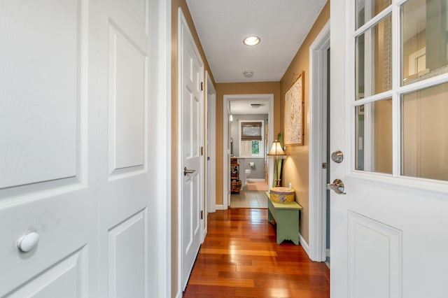 25 Riverview Dr Unit D, North Berwick, ME 03906 - hallway featuring dark wood-type flooring and recessed lighting