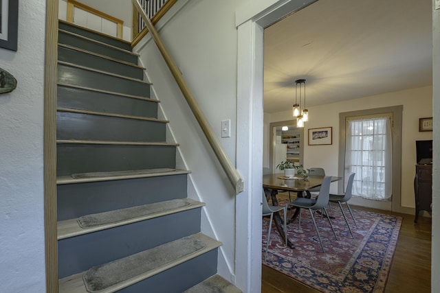 7 Hazen St, Norway, ME 04268 - staircase featuring wood finished floors and baseboards