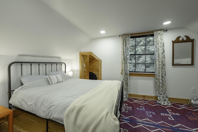 7 Hazen St, Norway, ME 04268 - bedroom with lofted ceiling, recessed lighting, and wood finished floors