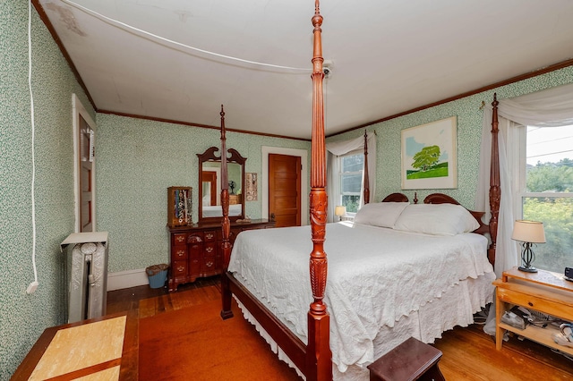 12 Court St, Rochester, NH 03867 - bedroom featuring wood finished floors, crown molding, and wallpapered walls