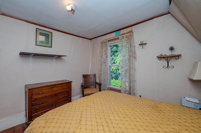 12 Court St, Rochester, NH 03867 - bedroom with ornamental molding, wood finished floors, and vaulted ceiling