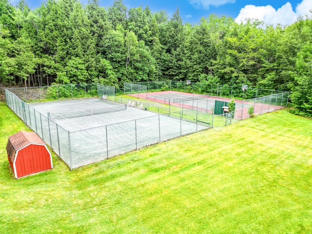 15 Loon Call Dr, Belgrade, ME 04917 - view of tennis court with a shed