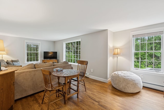 3 Flintlock Ln, Falmouth, ME 04105 - dining space with wood finished floors, healthy amount of natural light, and a baseboard radiator