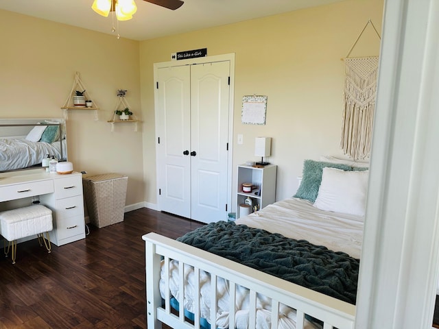 905 Blackstream Rd, Hermon, ME 04401 - bedroom featuring wood finished floors, a closet, and a ceiling fan