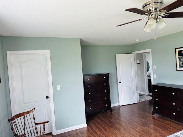 905 Blackstream Rd, Hermon, ME 04401 - bedroom featuring dark wood-style flooring and ceiling fan