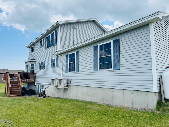 905 Blackstream Rd, Hermon, ME 04401 - rear view of property with a wooden deck, a lawn, and stairway