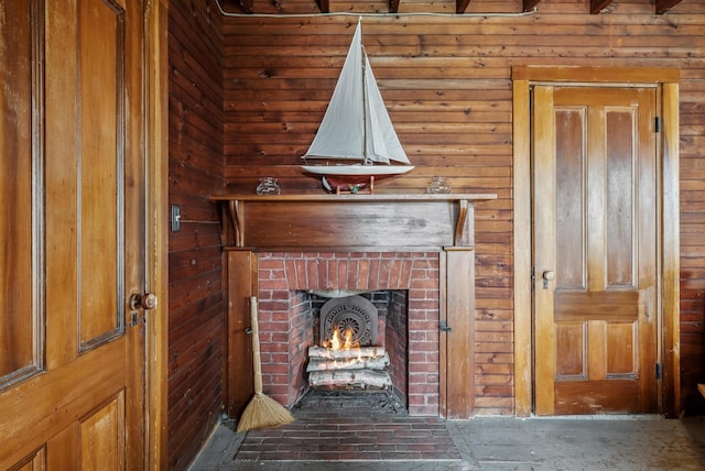 6 Fort Hill Ave, York, ME 03909 - detailed view of wood walls and a fireplace