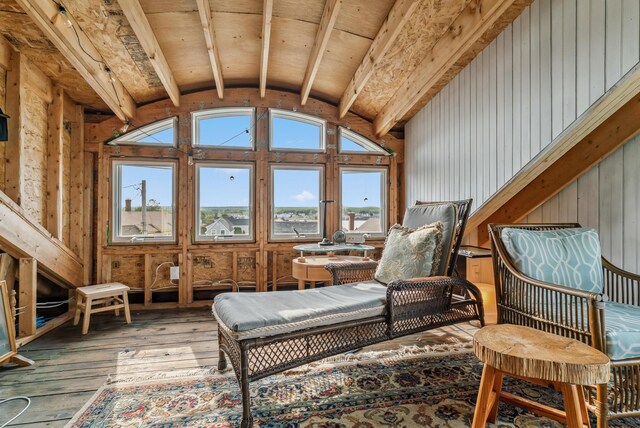 6 Fort Hill Ave, York, ME 03909 - sitting room featuring hardwood / wood-style floors and lofted ceiling