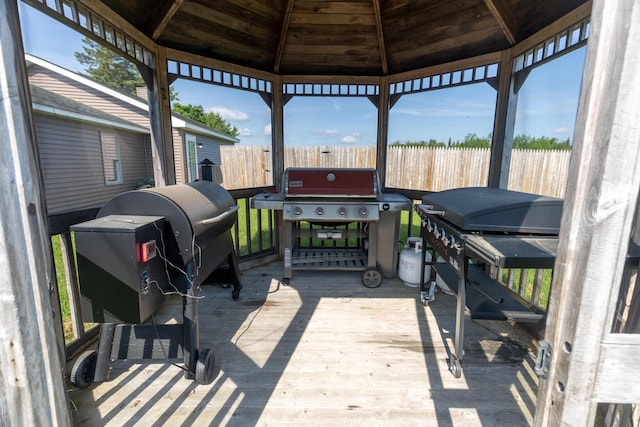 178 Potter Rd, Hudson, ME 04449 - view of patio with a deck, a grill, and a gazebo