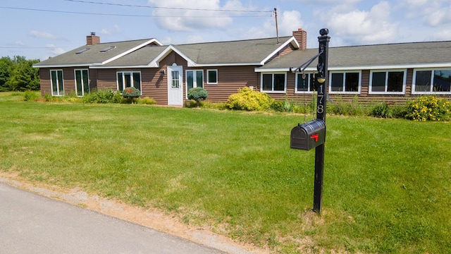178 Potter Rd, Hudson, ME 04449 - ranch-style house with a chimney and a front lawn