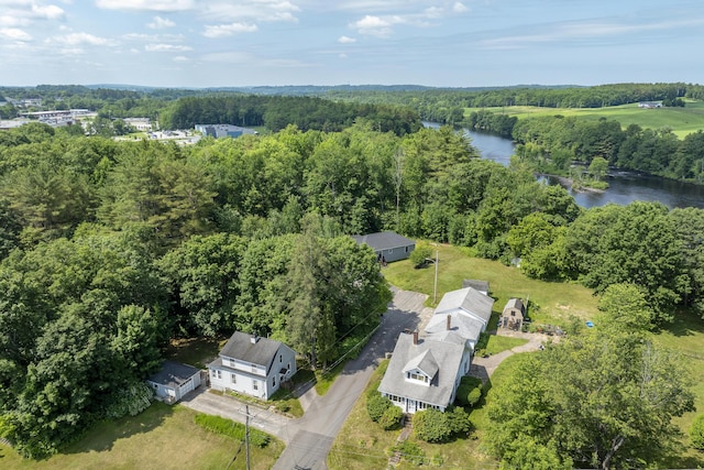 8 Riverview Ave, Lewiston, ME 04240 - drone / aerial view of a nearby body of water and a heavily wooded area
