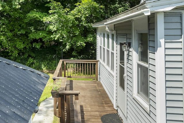 8 Riverview Ave, Lewiston, ME 04240 - wooden terrace featuring view of wooded area
