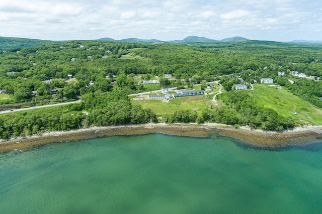 34 Old County Rd, Rockport, ME 04841 - aerial view of property's location featuring a water and mountain view and a heavily wooded area