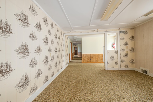 34 Old County Rd, Rockport, ME 04841 - hall with carpet and wood walls