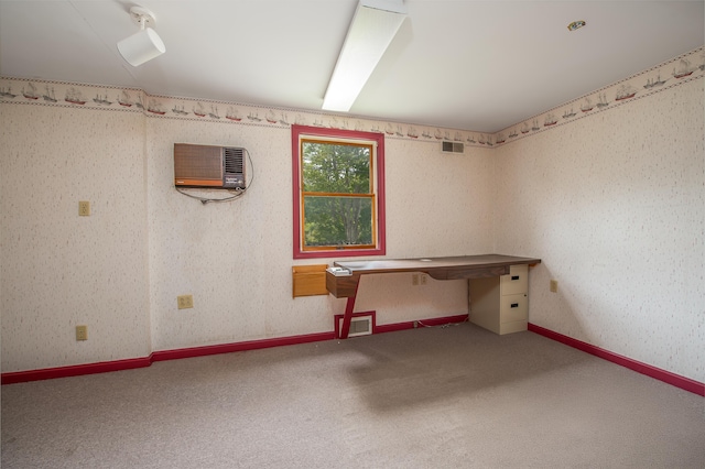 34 Old County Rd, Rockport, ME 04841 - unfurnished office with carpet, wallpapered walls, and a wall unit AC