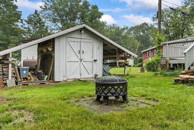 26 Caincrest Rd, York, ME 03909 - view of shed with an outdoor fire pit and oil tank