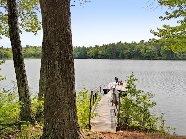 660 Sprague Rd, Waldoboro, ME 04572 - dock featuring a water view and a forest view