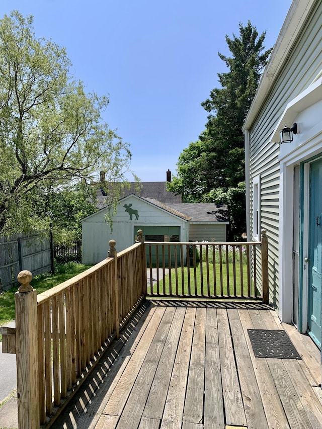 14 Third St, Eastport, ME 04631 - wooden deck featuring an outdoor structure