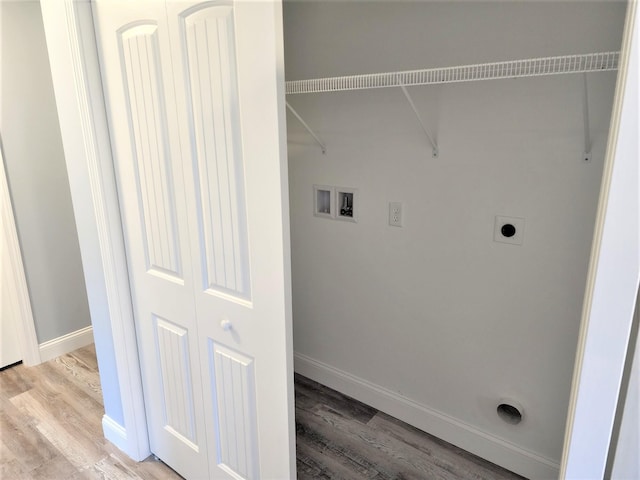 17 Signal St Unit I-1, Sanford, ME 04083 - laundry room featuring washer hookup, wood finished floors, and electric dryer hookup