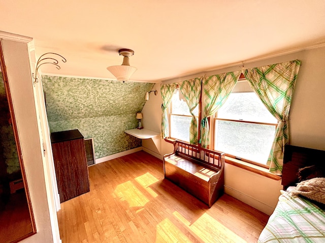 41 York St, Millinocket, ME 04462 - bonus room with light wood-type flooring and wallpapered walls
