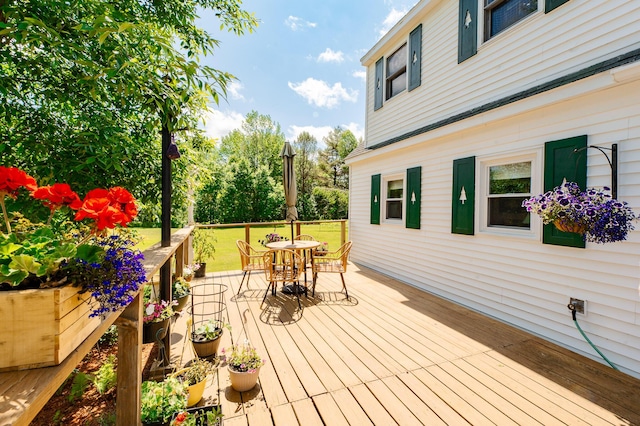 365 Waterville Rd, Skowhegan, ME 04976 - wooden terrace with outdoor dining area