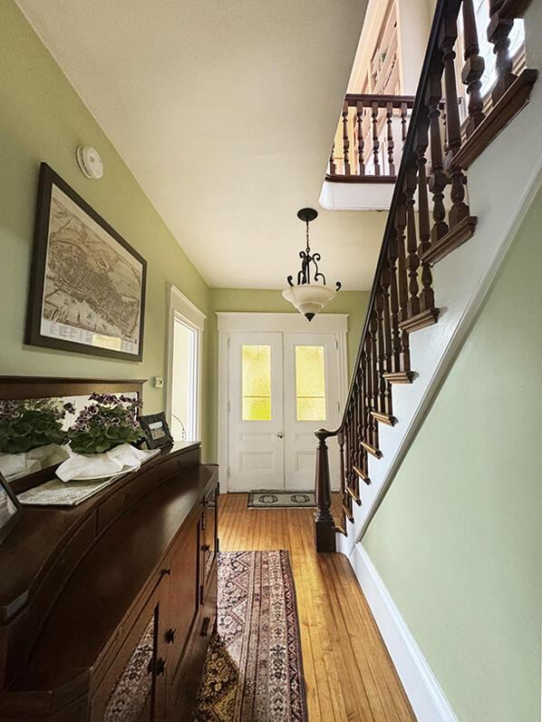 19 Union St, Hallowell, ME 04347 - entryway with stairs and light wood-style flooring